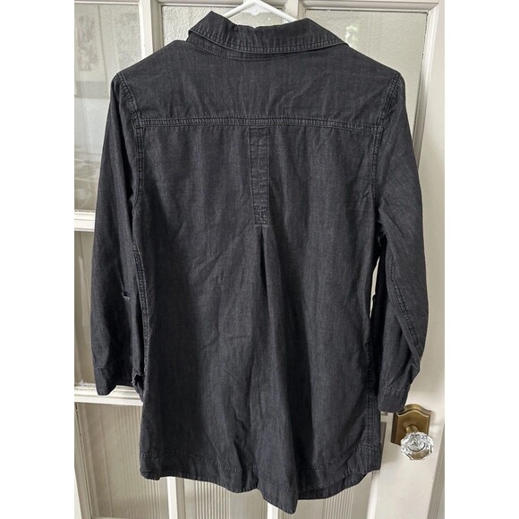 Black Denim Button Down Shirt Apt. 9 Women’s Medium Long - Picture 7 of 11